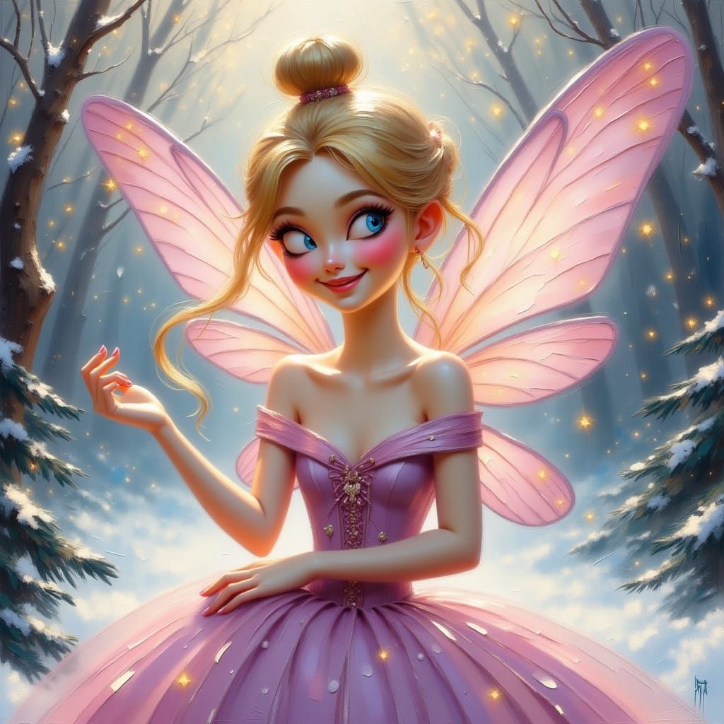 Beautiful Fairy with Lilac Eyes and Pastel Watercolor Style