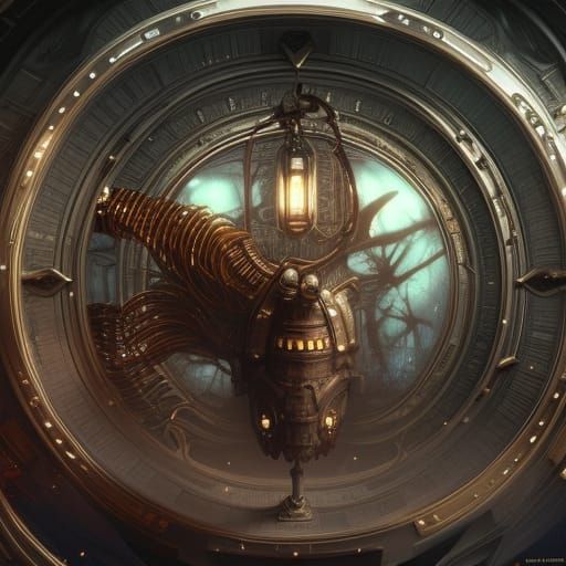 Ornate Grandfather Clock in Dark Fantasy Style