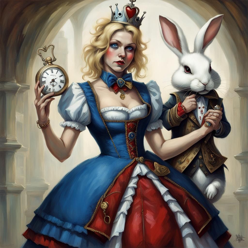 Sinister Queen of Hearts Alice with Rabbit