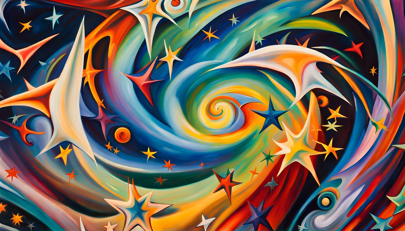 Iridescent Stars in Abstract Expressionist Starscape