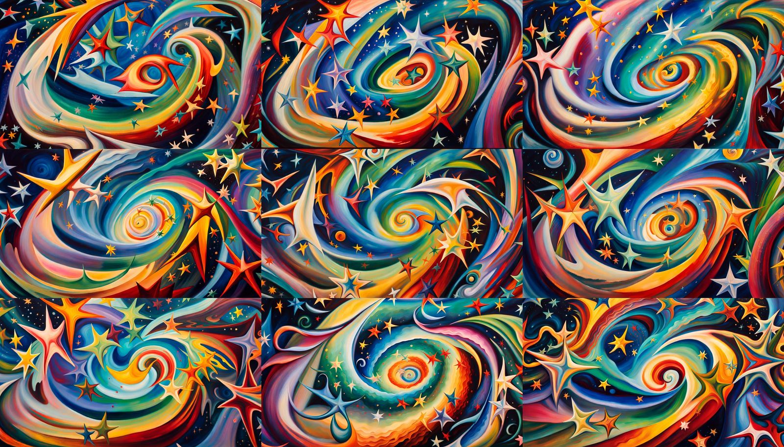 Iridescent Star Cluster Formation in Abstract Expressionism