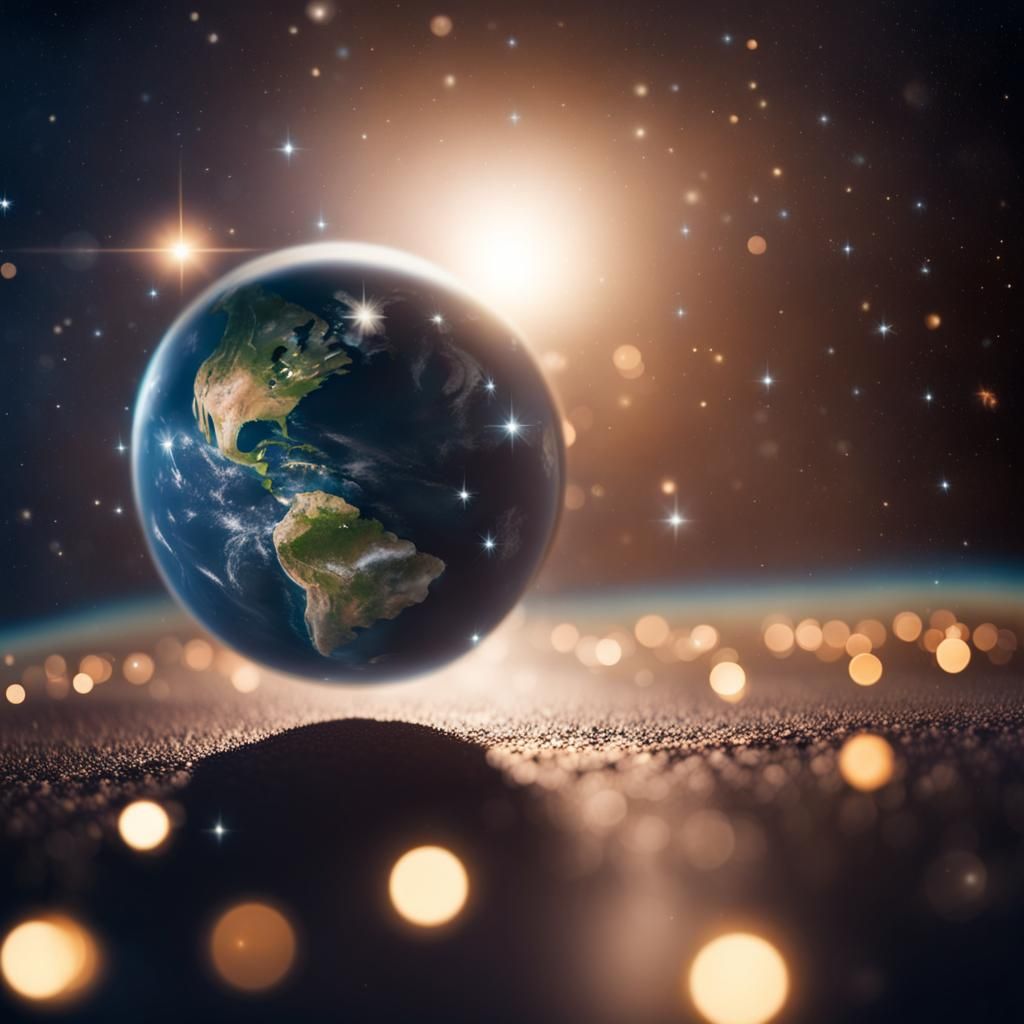 Earth From Space With Spaceships