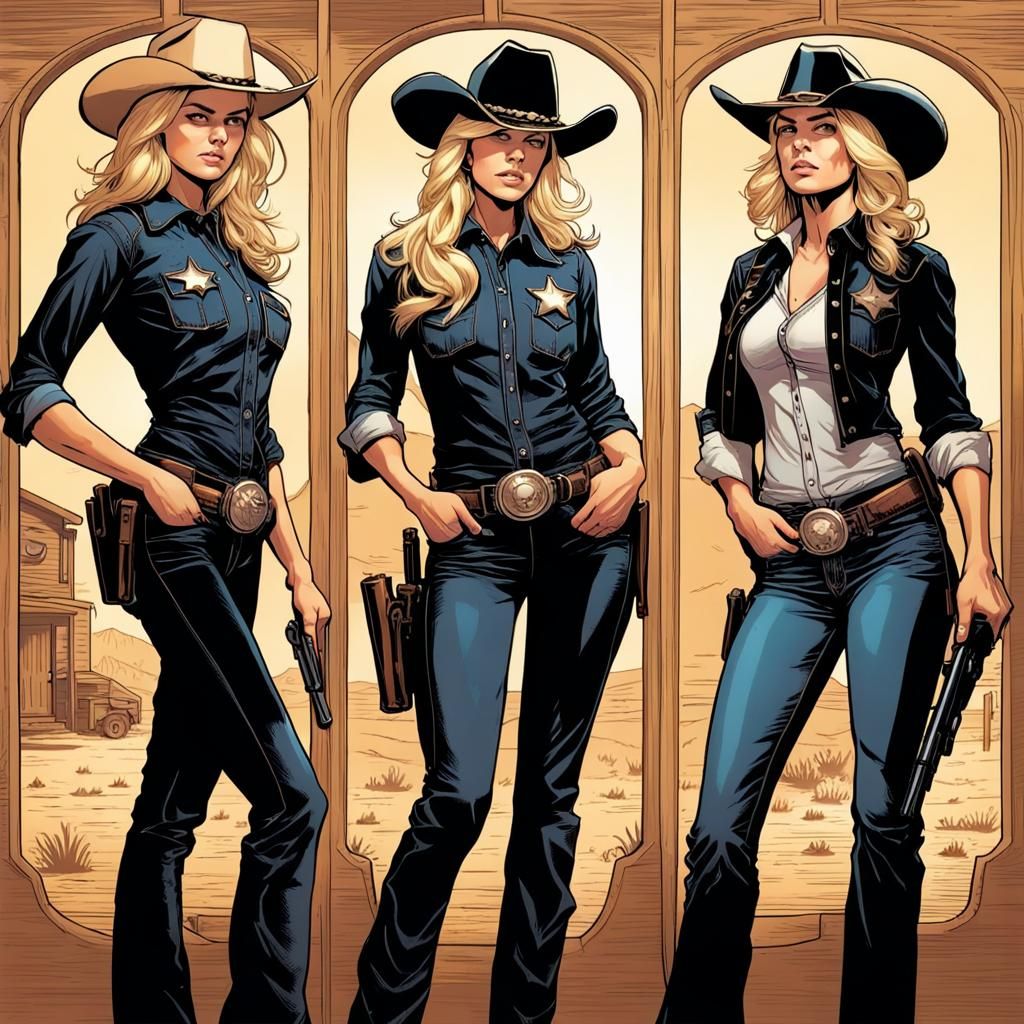 Blonde Cowgirl Sheriff and Deputies in Old West Style