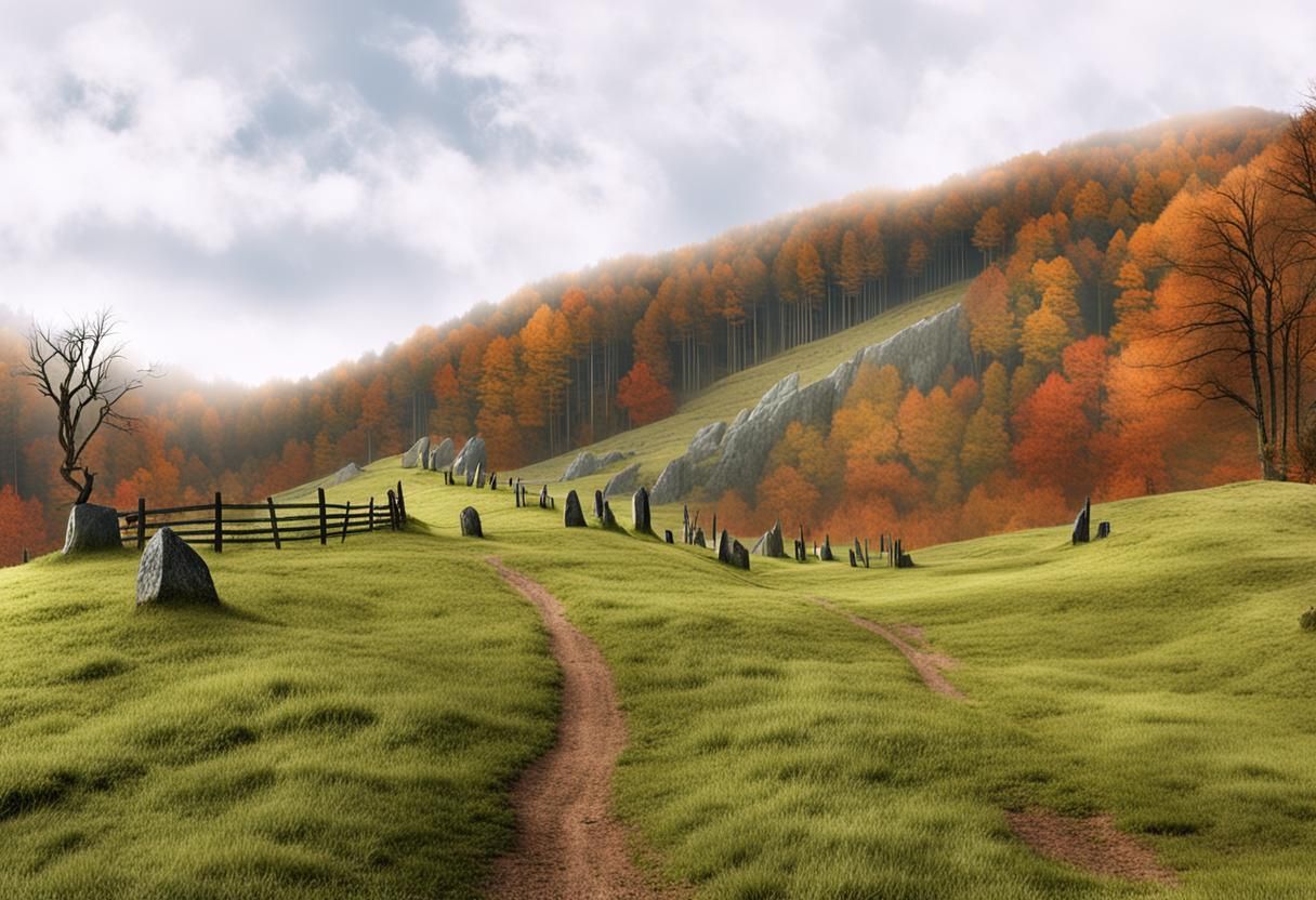 Ominous Hill with Forest in Rural New England