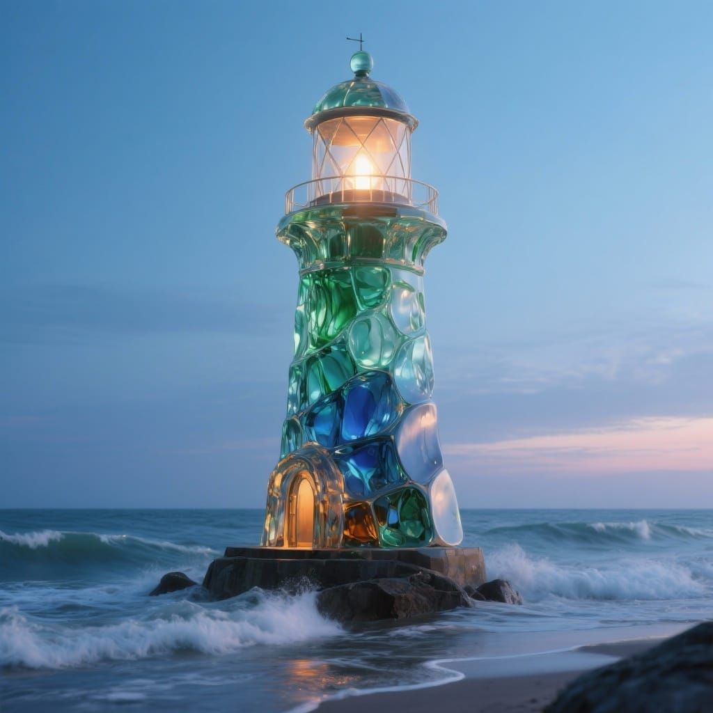 Majestic Sea Glass Lighthouse at Twilight