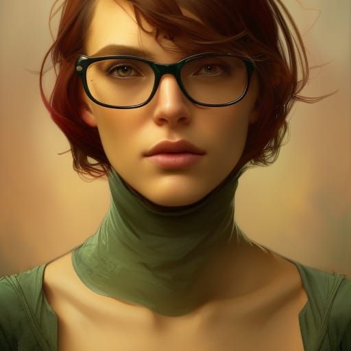 Red-Haired Woman Portrait in Art Nouveau Style