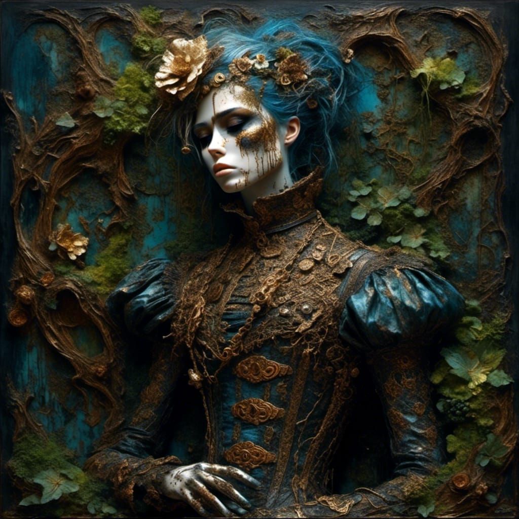 Decaying Android in Forest, Renaissance Style