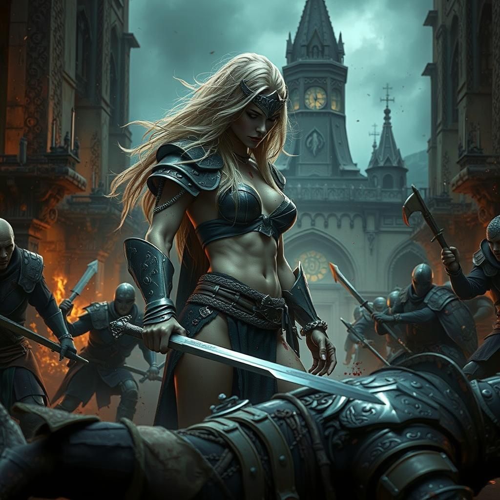 Viking Warrior Princess in Epic Battle Scene