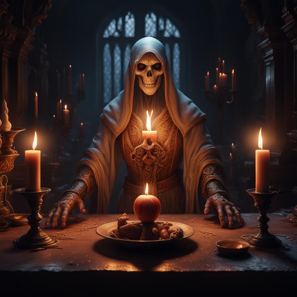 Ethereal Ghost Lit by Candlelight