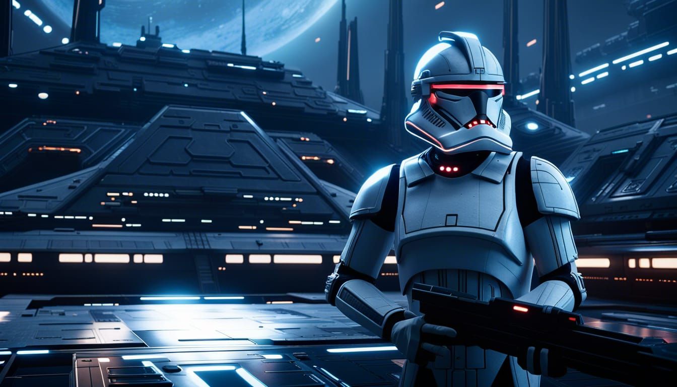 Clone Trooper on Kamino: 3D Game Cinematic