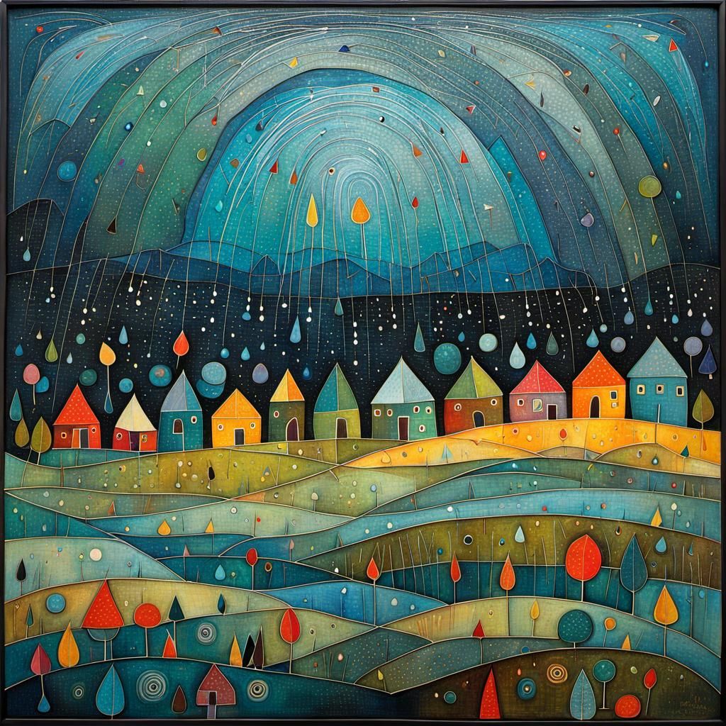 Thunderstorm in Heavy Rain: Abstract Expressionist Style