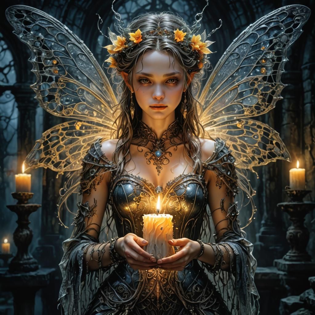 Intricate Fairy Candlelight Fantasy Art