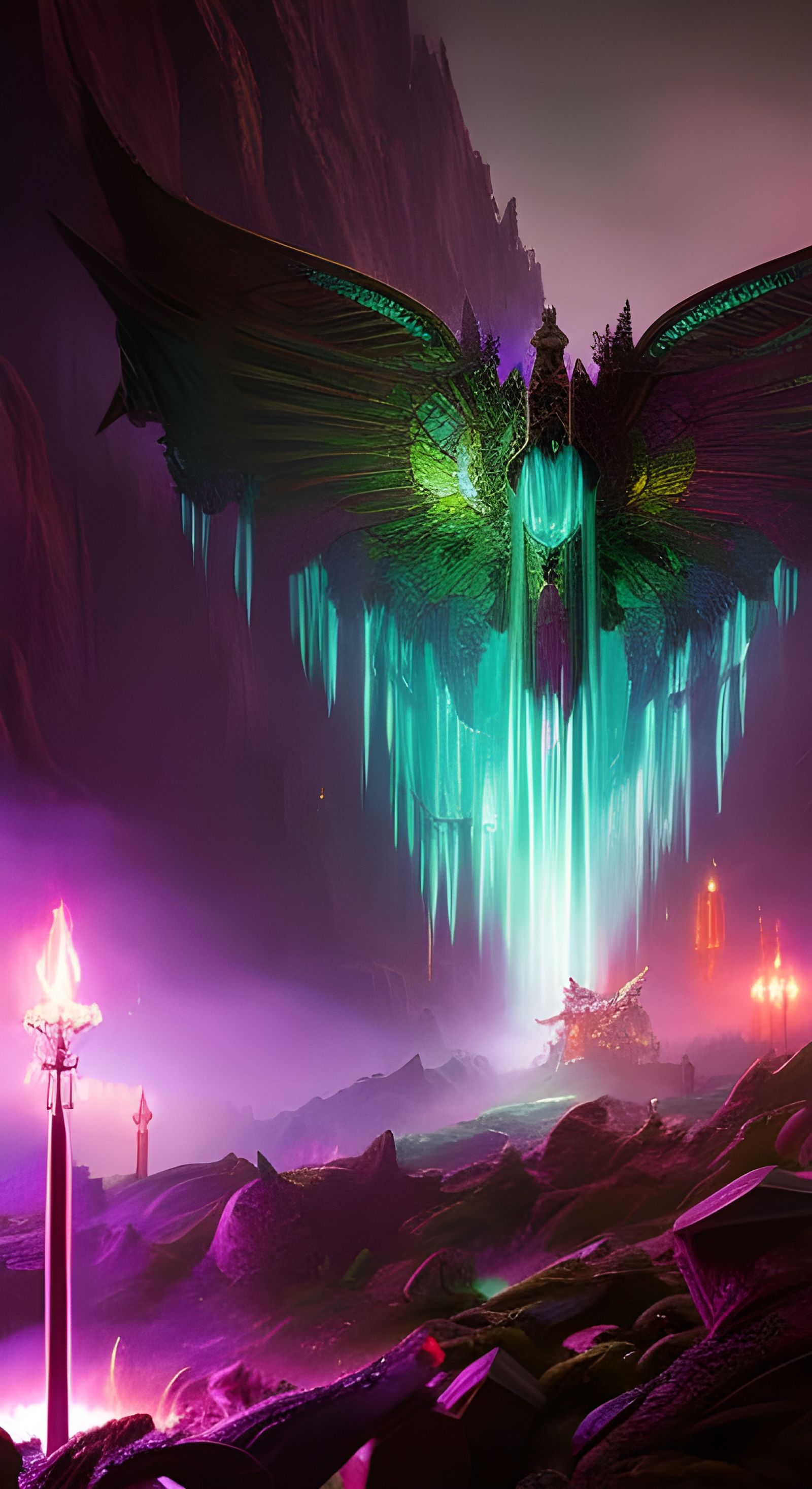 Evil Sorcerer Evokes Green Flames as Digital Art