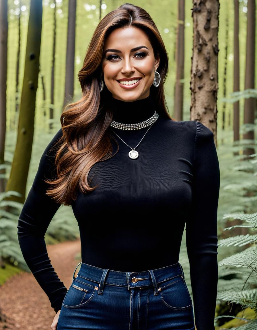 Enticing Woman in Forest, as Oil Painting