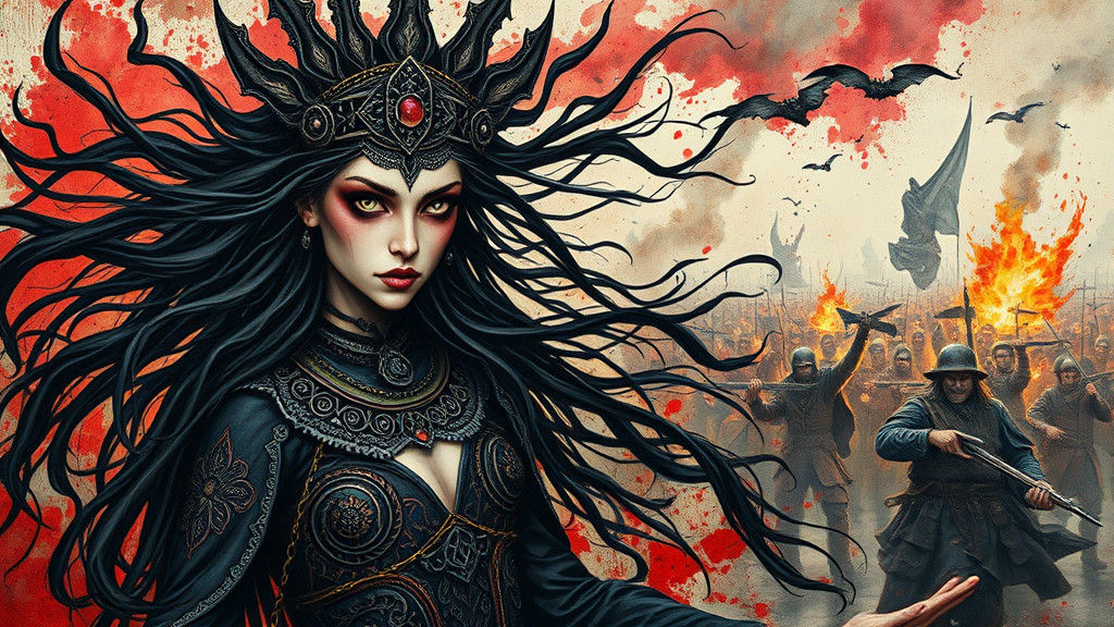 Mystical Voodoo Woman in Abstract Dark Fantasy