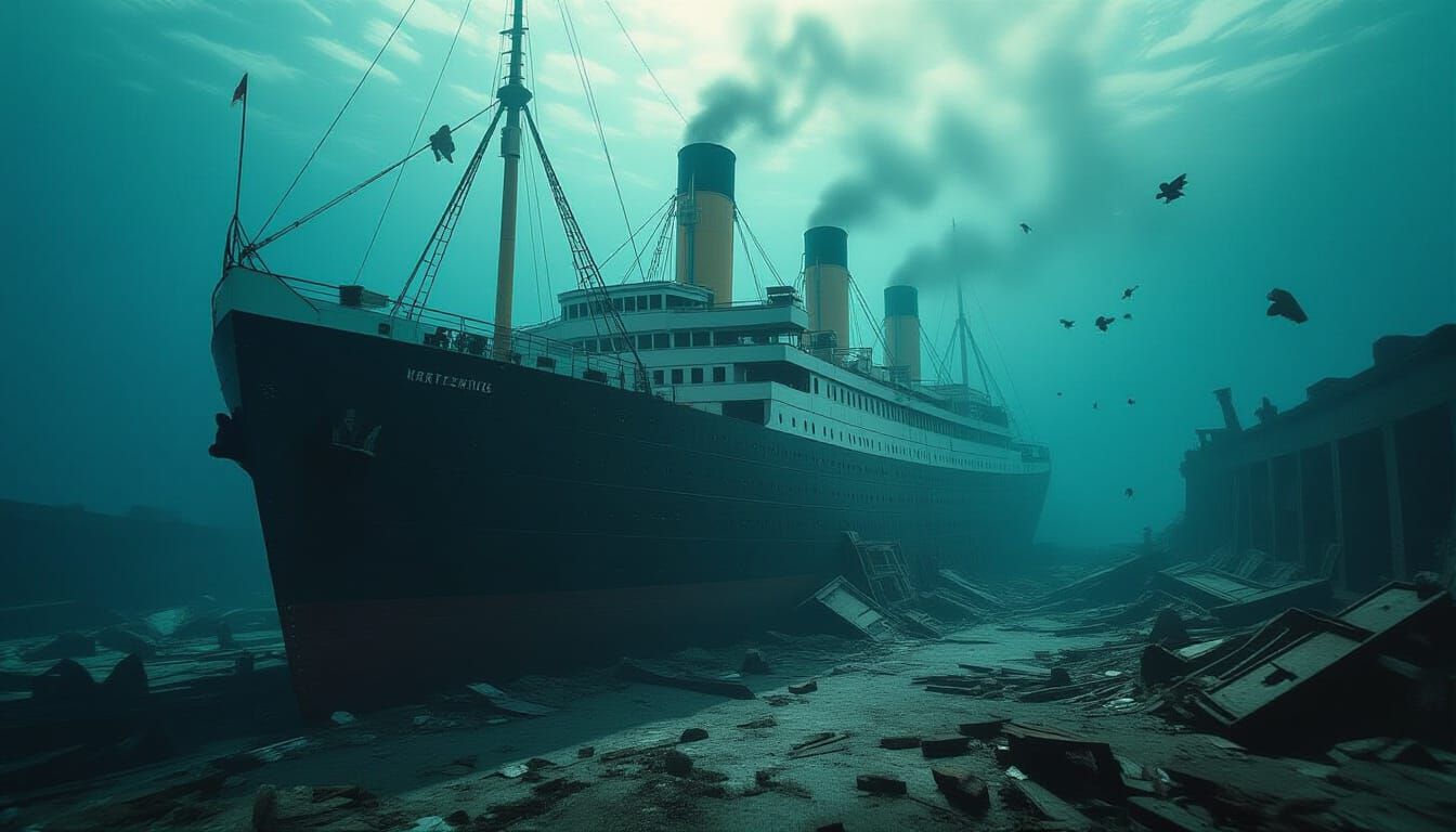 Titanic Wreckage Kaleidoscope: A Dramatic Film Still