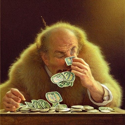 Business Man Eats Money in Photoillustration