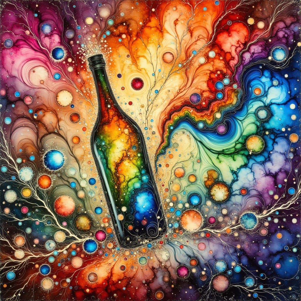 Champagne Explosion in Restaurant: Surreal Impressionism