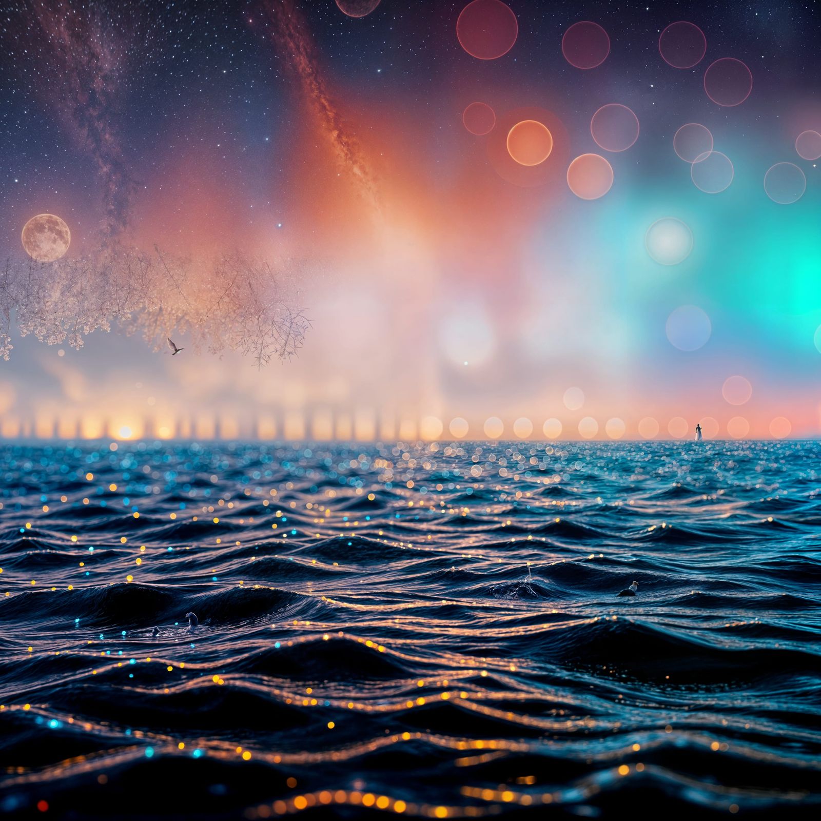 Ethereal Ocean Scene in Pastel Colors