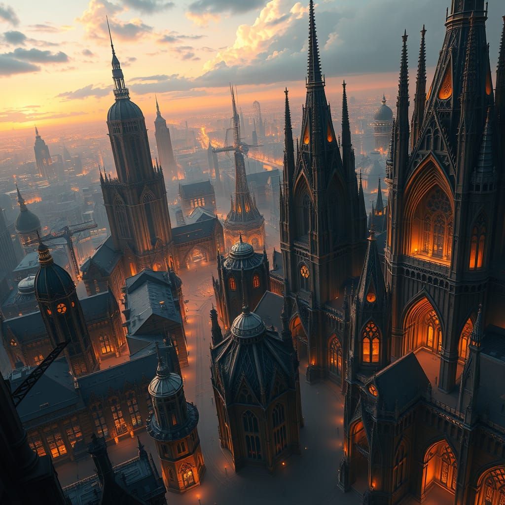 Surreal Futuristic Cityscape at Dusk