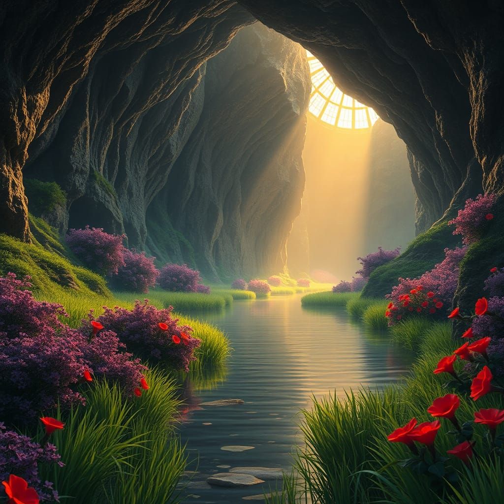 Crystal Cave and Underground River, Fantasy Art