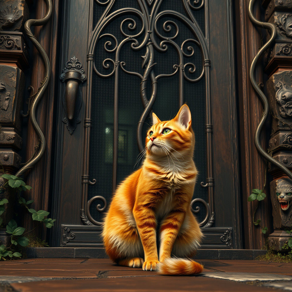 Orange Tabby Cat Awaits Return in Dreamlike Scene