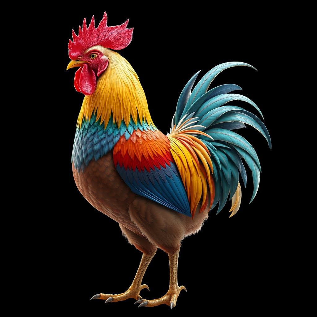 Majestic 3D Anime Chicken in Vibrant Colors