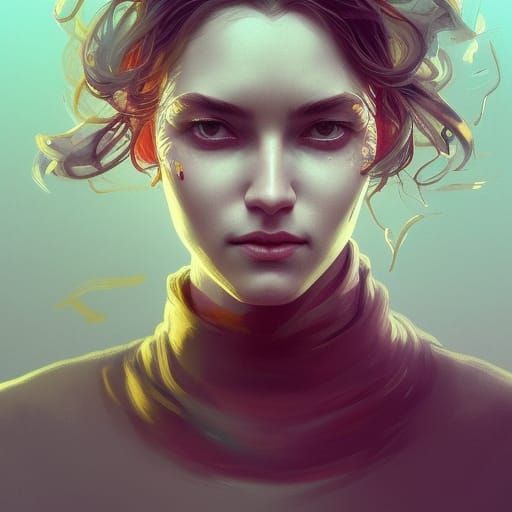 Sensual Portrait with Yellow Eyes in Digital Art Style