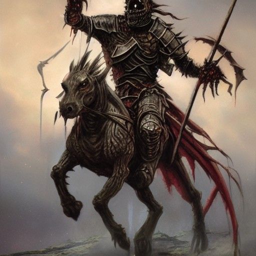 Zombie Knight and Dragon in Oil Painting Style