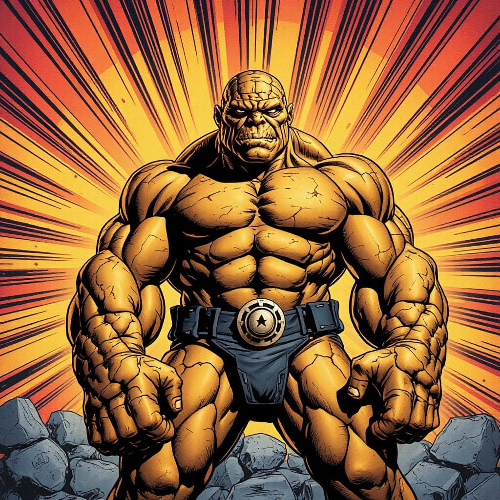 Heroic Ben Grimm, the Thing, in a Dynamic Comic Book-Inspire...