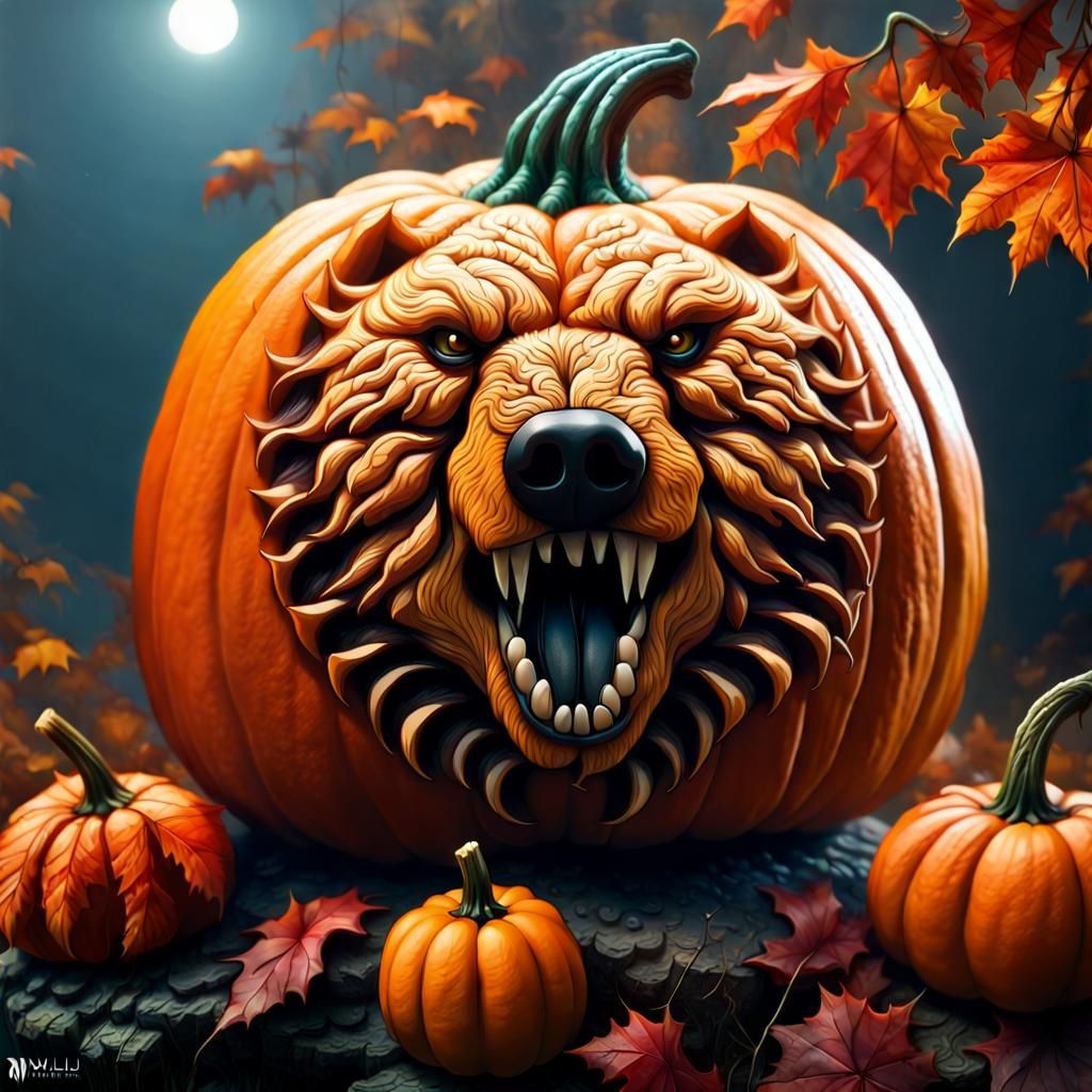 Bear pumpkin carving