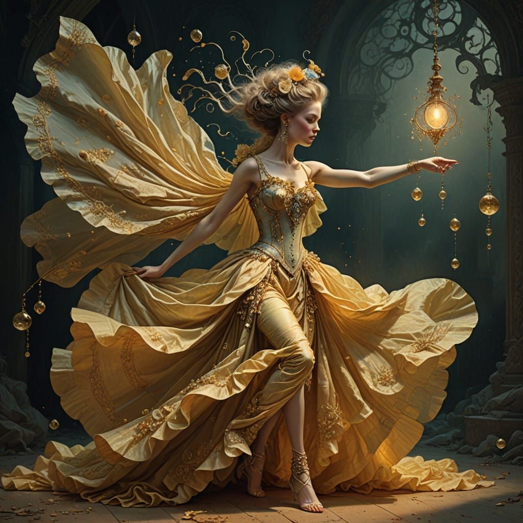 Ethereal Woman in Diaphanous Gown