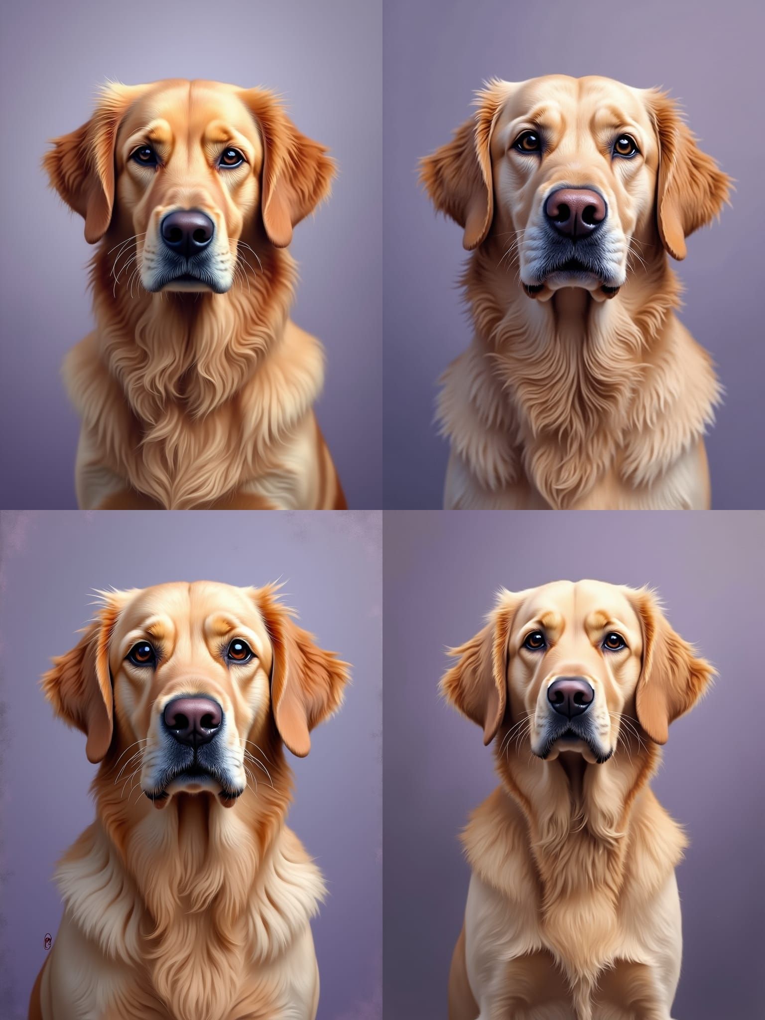 Golden Retriever Portrait in Soft Pastel Medium