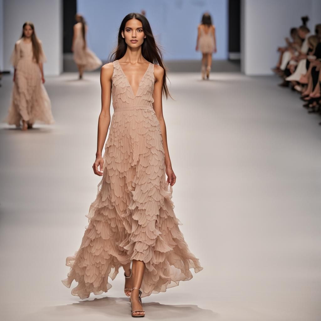 Poppy Petal Dress on Runway: AI Fashion Design