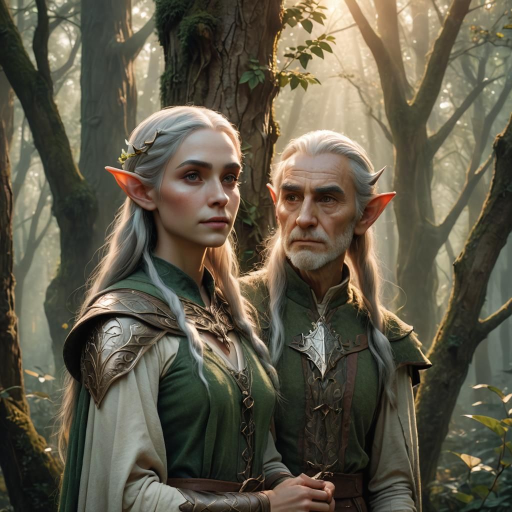 Elves in Forest: Whimsical Digital Fantasy Art