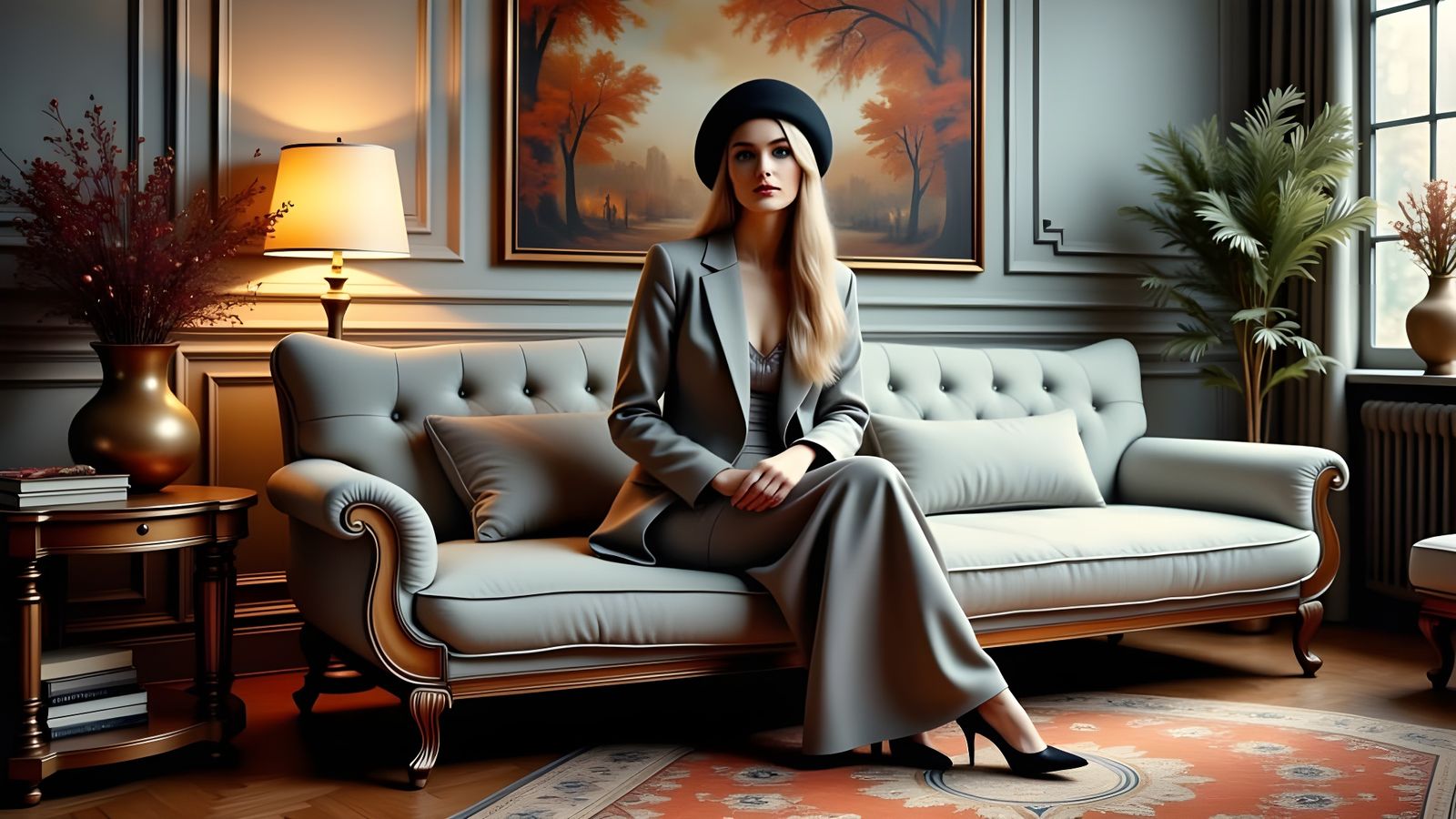 Elegant French Woman in Minimalist Parisian Apartment