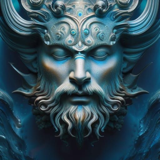 Poseidon in Wet Armor: Hyperdetailed Ocean Portrait