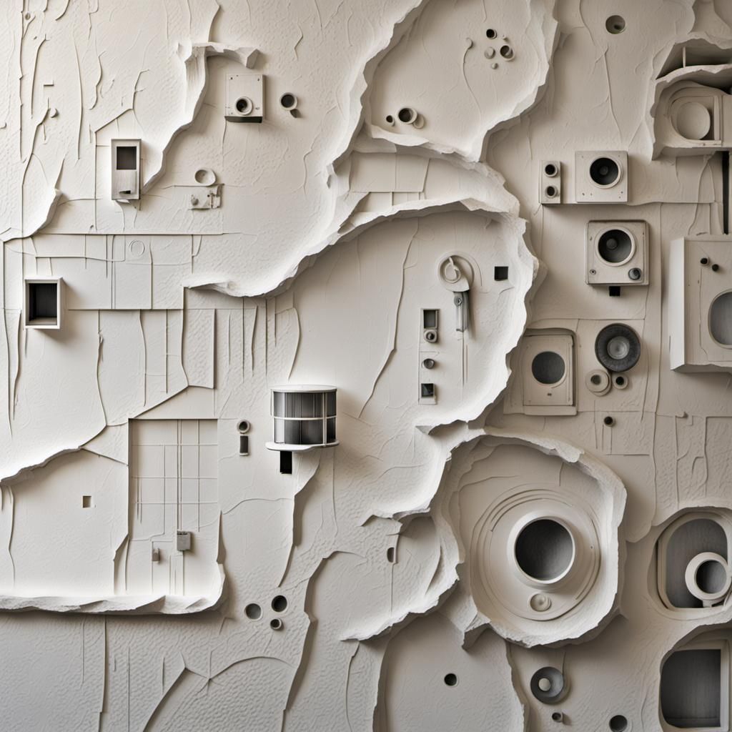 Impossible Brutalist Architecture with White Lead Paint