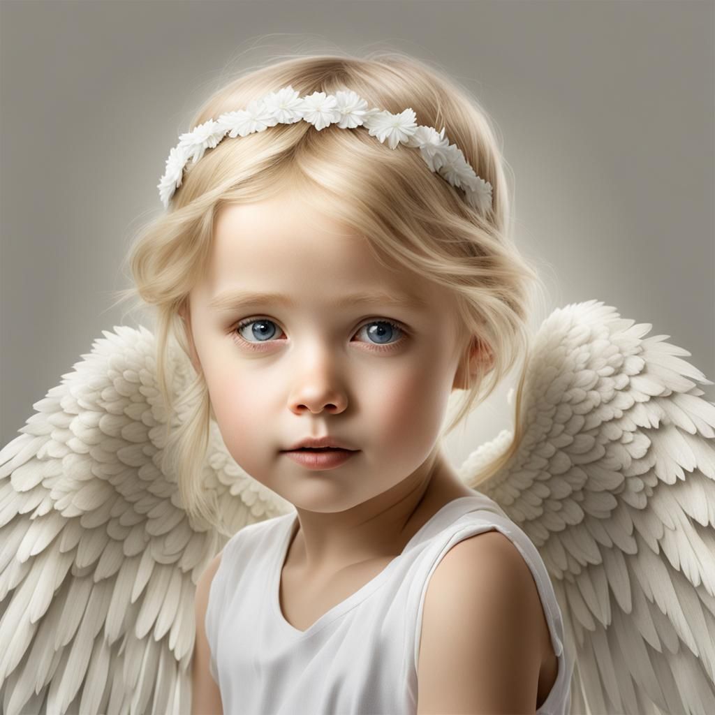 Hyperrealistic Angelic Portrait of a Blonde Girl