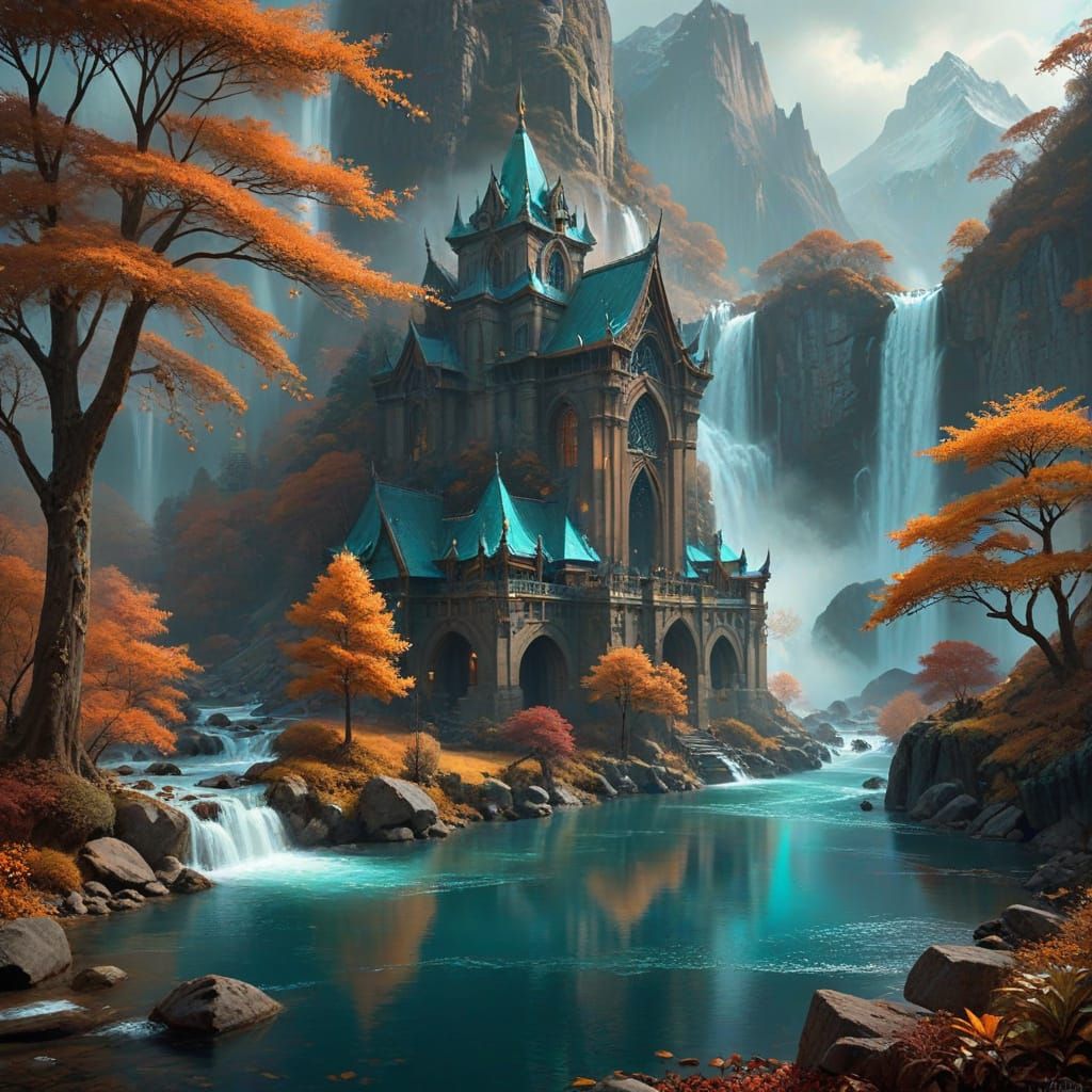 Elven Lord's Council in Rivendell's Misty Autumn