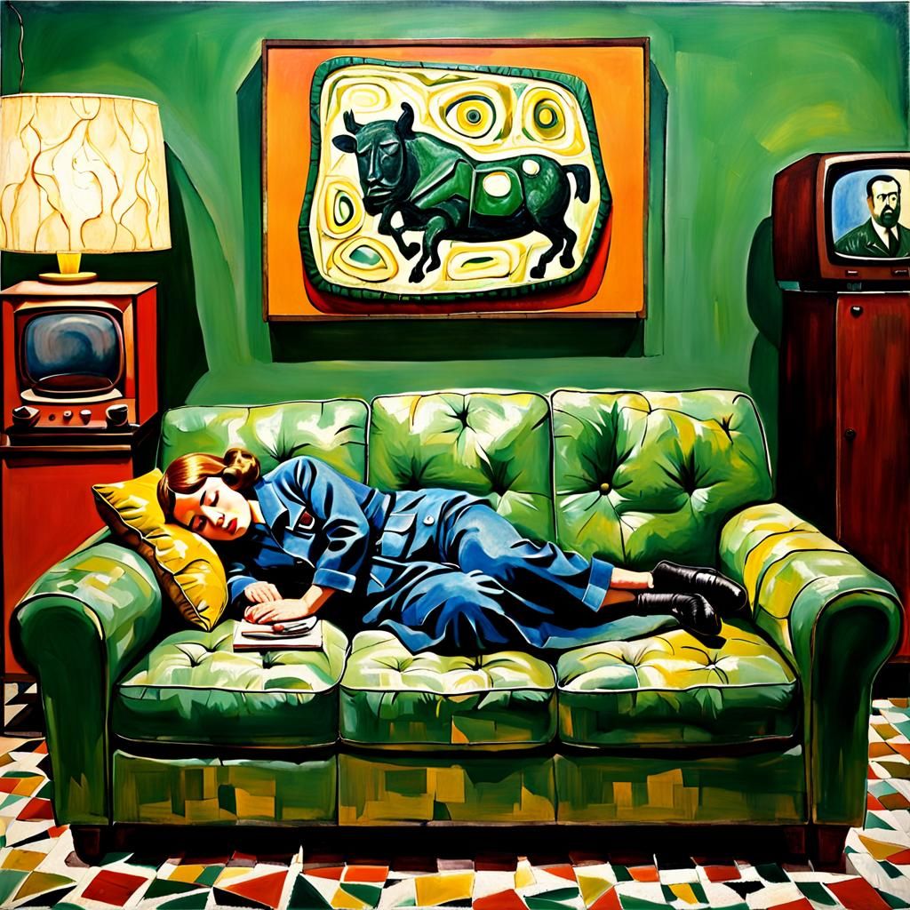 Sapper Sleeping with Encaustic and Volumetric Lighting