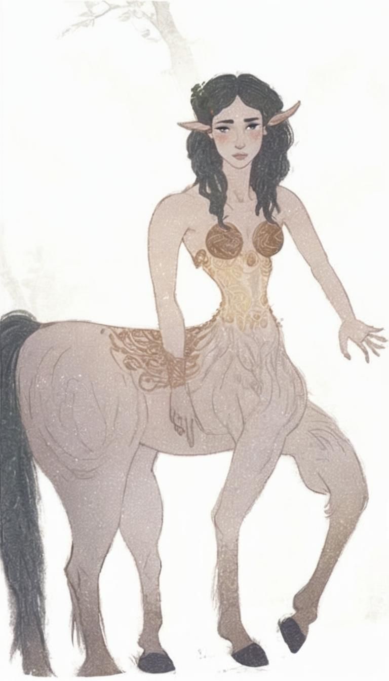 Elegant Female Centaur Portrait in Mystical Forest