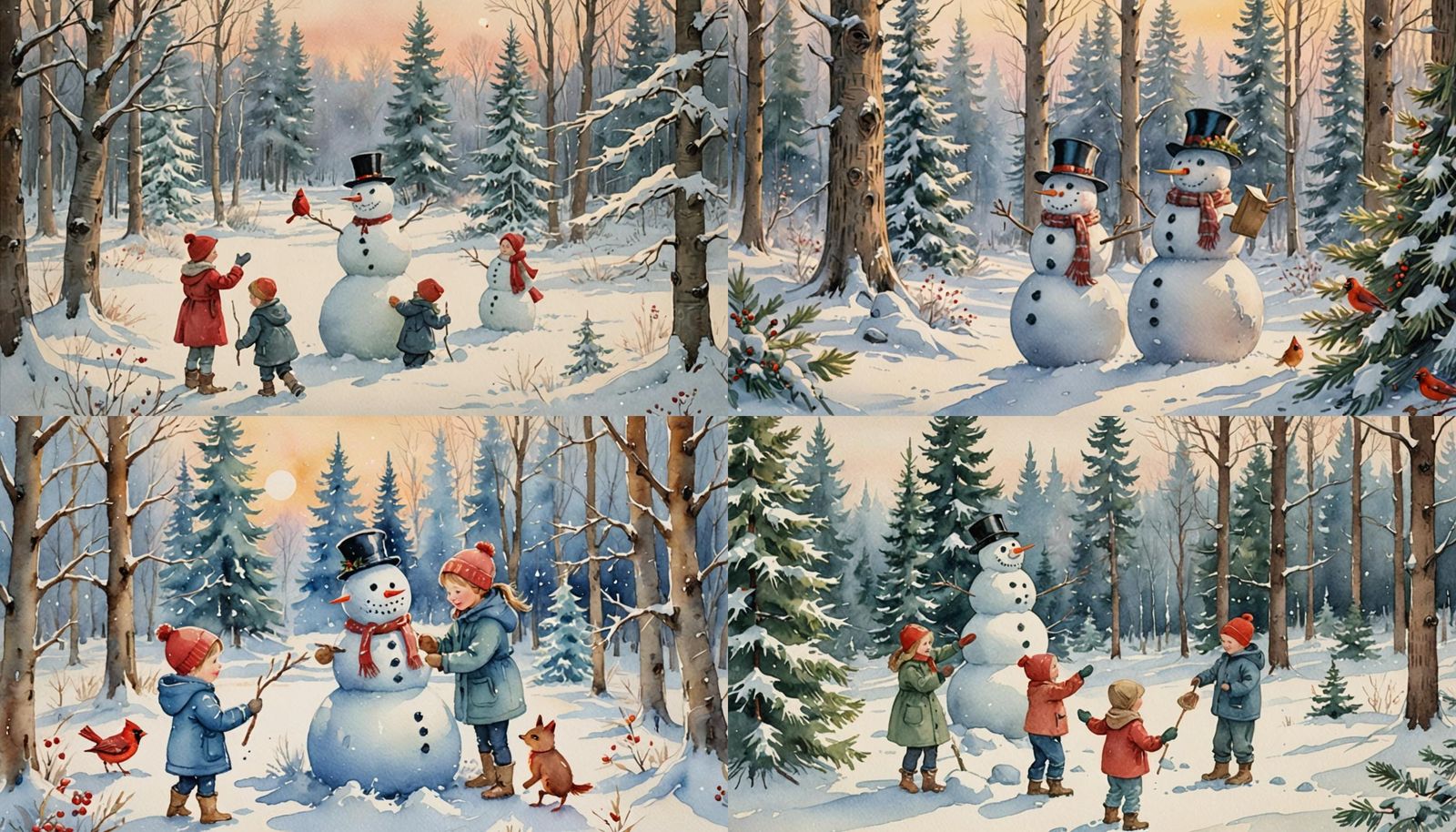 Vintage-Style Whimsical Christmas Postcard