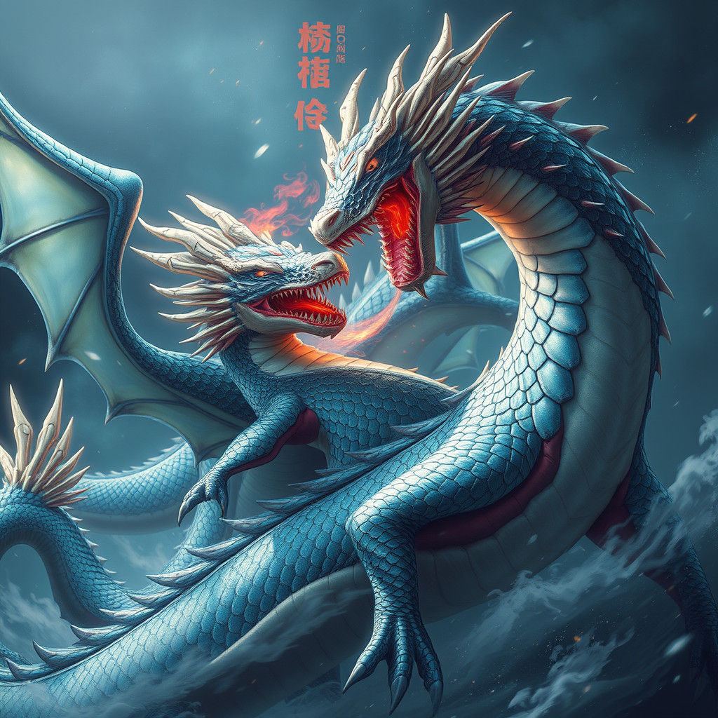 Iridescent Shark Dragons in Anime Style