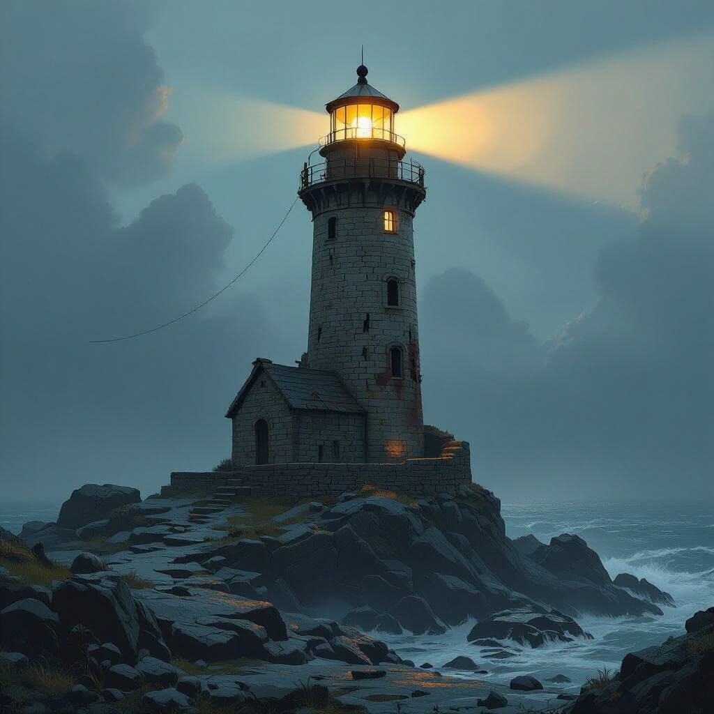 Ancient Lighthouse Beacon in Dramatic Fantasy Style