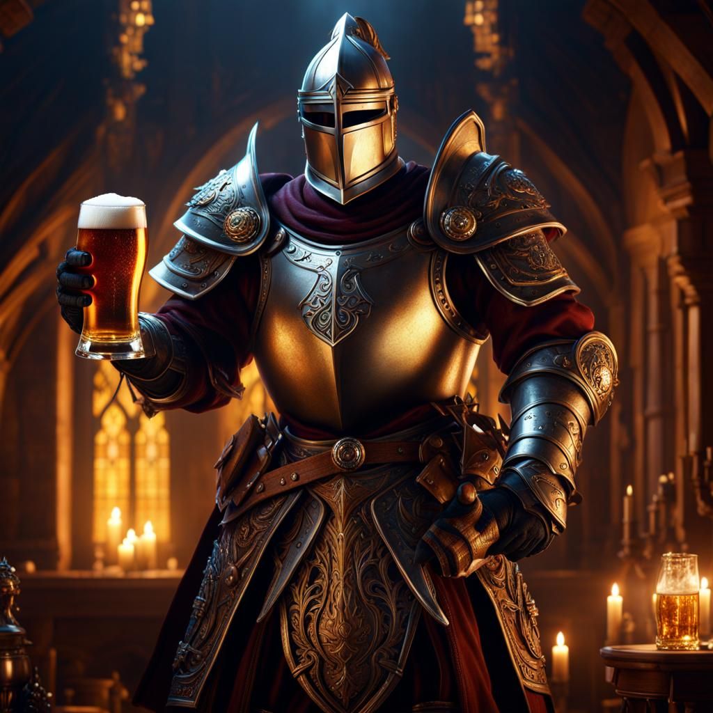 Beer Knight in Dark Fantasy Style, 8K