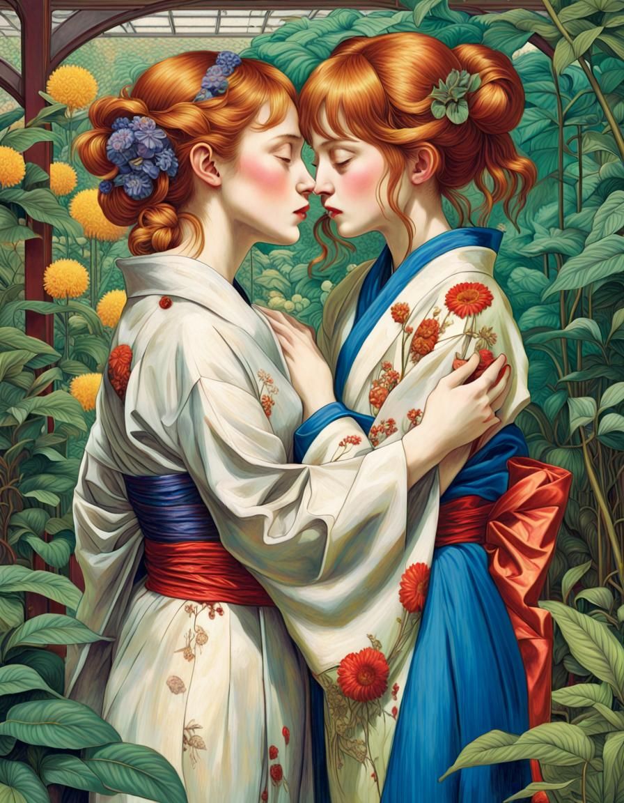 Art by Goyo Hashiguchi, Takabatake Kasho, William Holman Hunt, John Everett Millais, Dante Gabriel Rossetti, fusion of T...