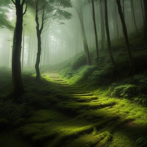 Luminous Impressionistic Forest Glade at Dusk