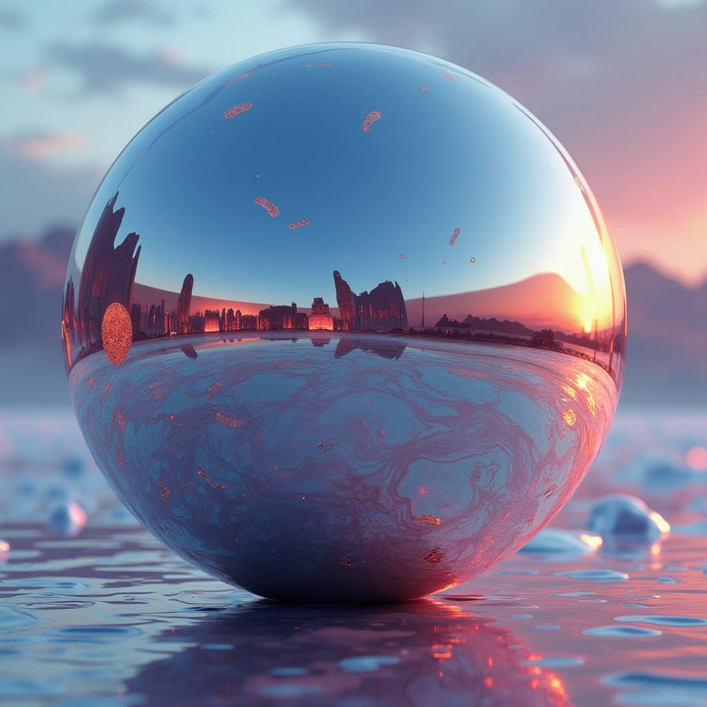 Sleek Liquid Metal Sphere in a Futuristic Environment