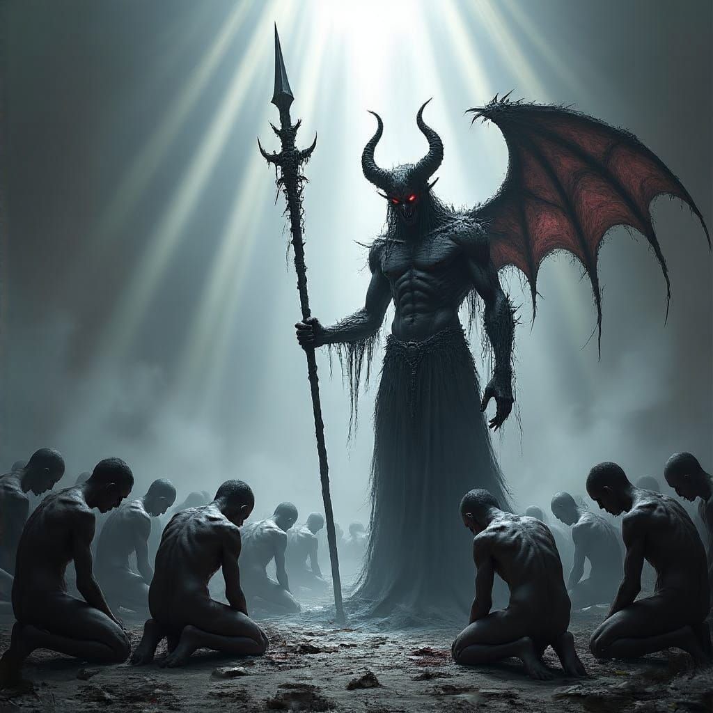 Monstrous Figure Radiates Divine Light in Stark Contrast